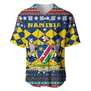 Namibia Christmas Baseball Jersey Coat of Arms and Flag Map Motif - African Pride