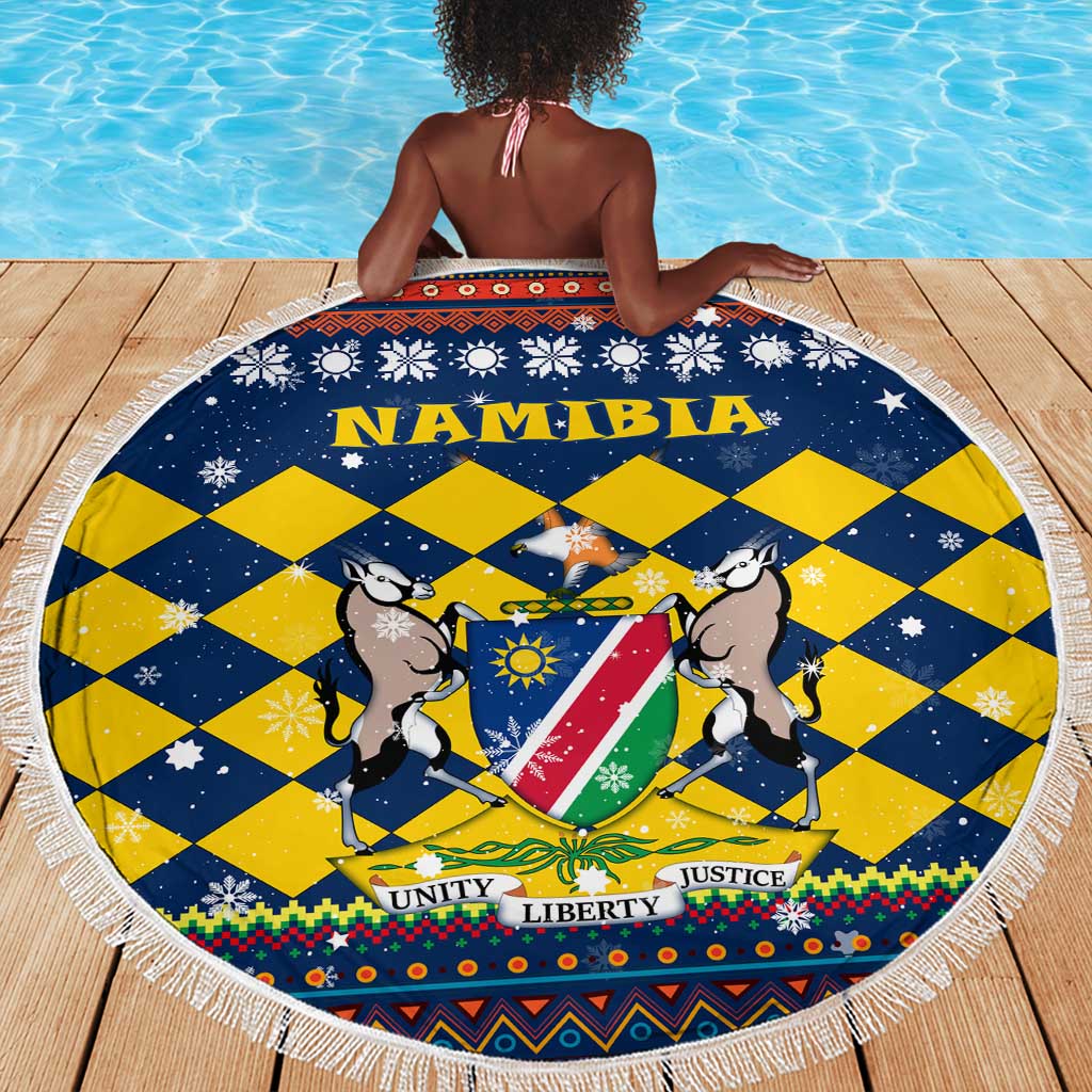Namibia Christmas Beach Blanket Coat of Arms and Flag Map Motif - African Pride