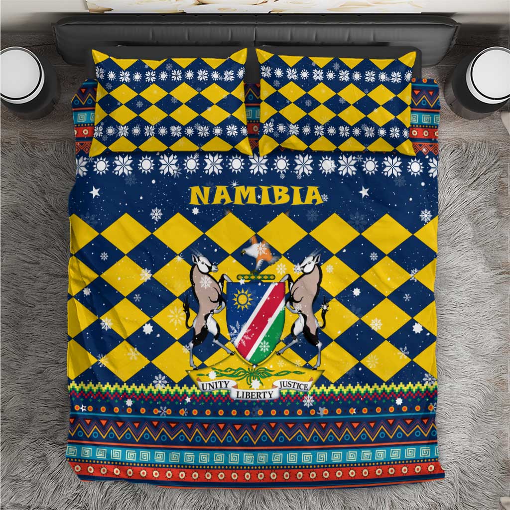 Namibia Christmas Bedding Set Coat of Arms and Flag Map Motif - African Pride