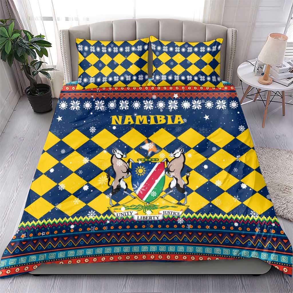 Namibia Christmas Bedding Set Coat of Arms and Flag Map Motif - African Pride