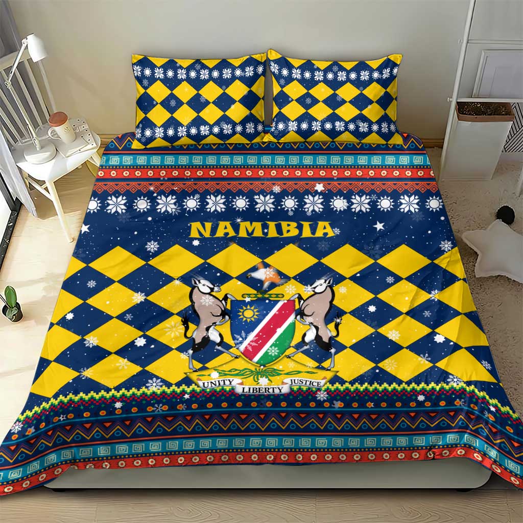 Namibia Christmas Bedding Set Coat of Arms and Flag Map Motif - African Pride
