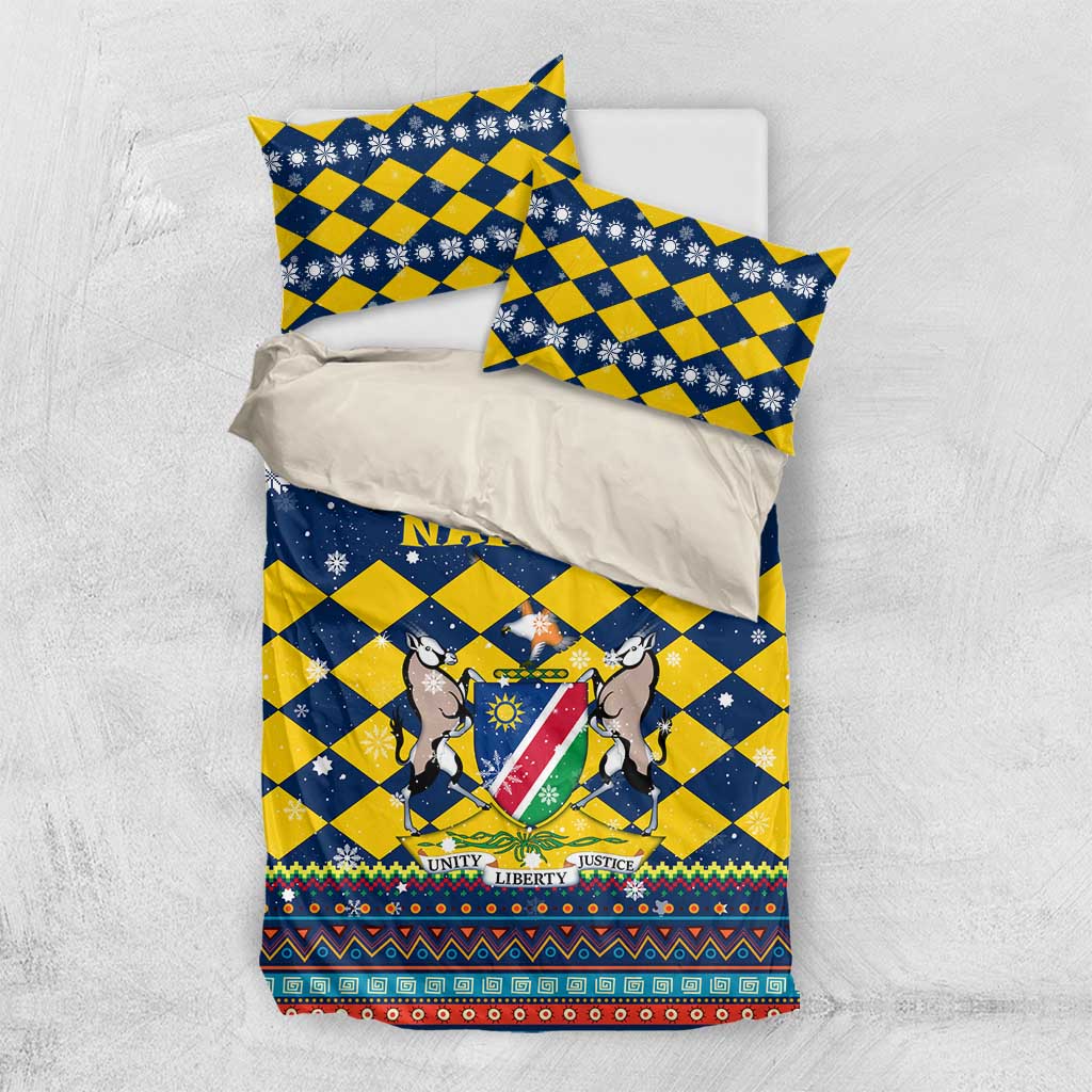 Namibia Christmas Bedding Set Coat of Arms and Flag Map Motif - African Pride