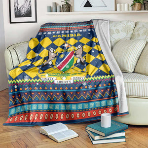 Namibia Christmas Blanket Coat of Arms and Flag Map Motif - African Pride