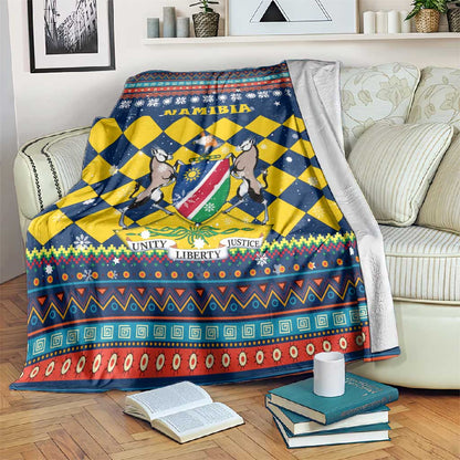 Namibia Christmas Blanket Coat of Arms and Flag Map Motif - African Pride