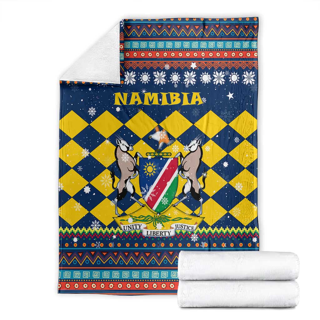 Namibia Christmas Blanket Coat of Arms and Flag Map Motif - African Pride