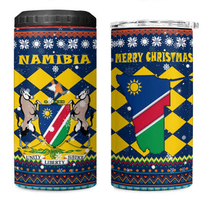 Namibia Christmas 4 in 1 Can Cooler Tumbler Coat of Arms and Flag Map Motif - African Pride