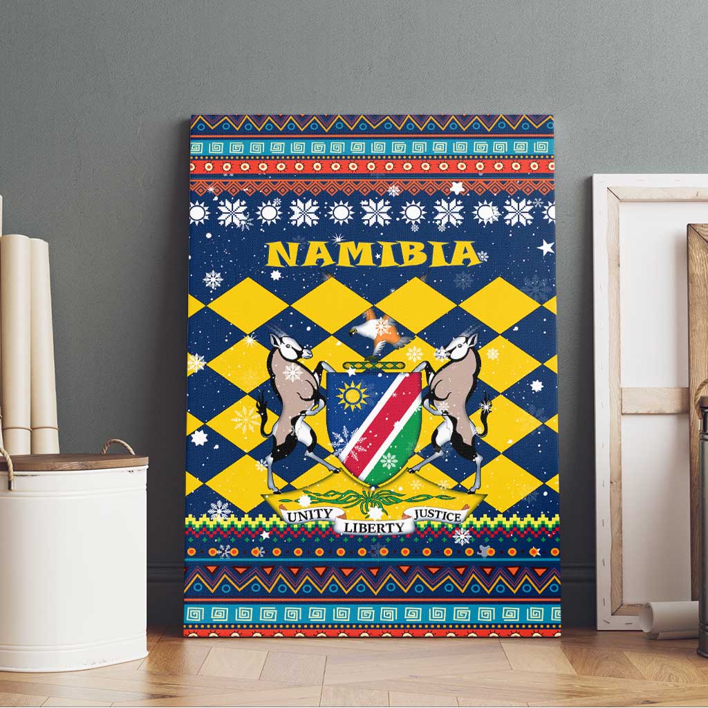 Namibia Christmas Canvas Wall Art Coat of Arms and Flag Map Motif - African Pride