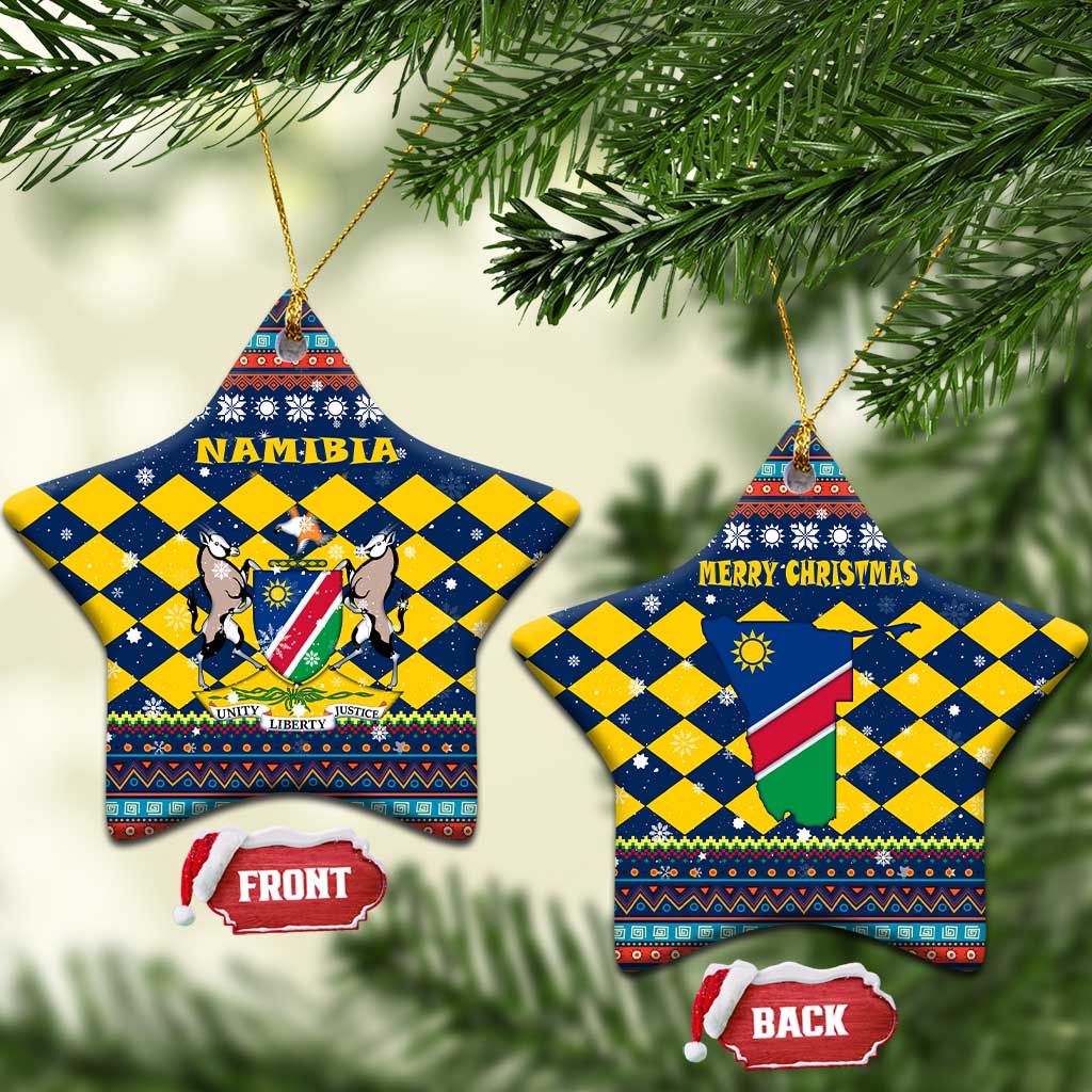 Namibia Christmas Ceramic Ornament Coat of Arms and Flag Map Motif - African Pride