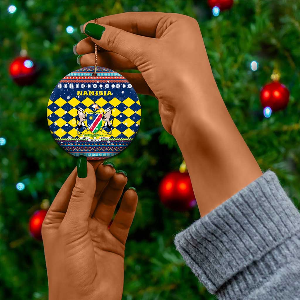Namibia Christmas Ceramic Ornament Coat of Arms and Flag Map Motif - African Pride