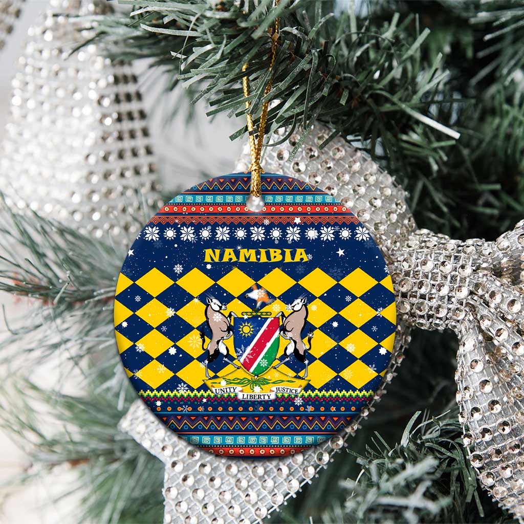 Namibia Christmas Ceramic Ornament Coat of Arms and Flag Map Motif - African Pride