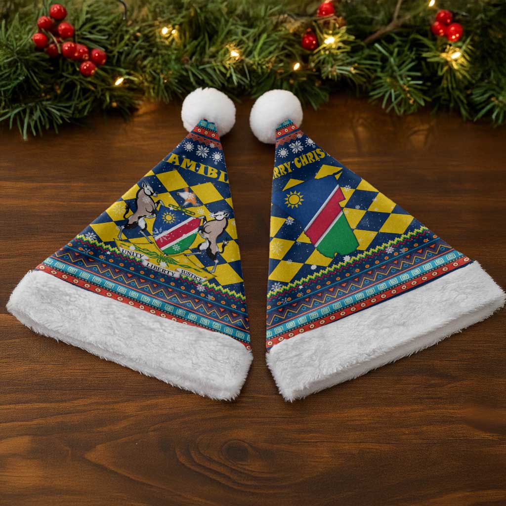 Namibia Christmas Santa Hat Coat of Arms and Flag Map Motif - African Pride