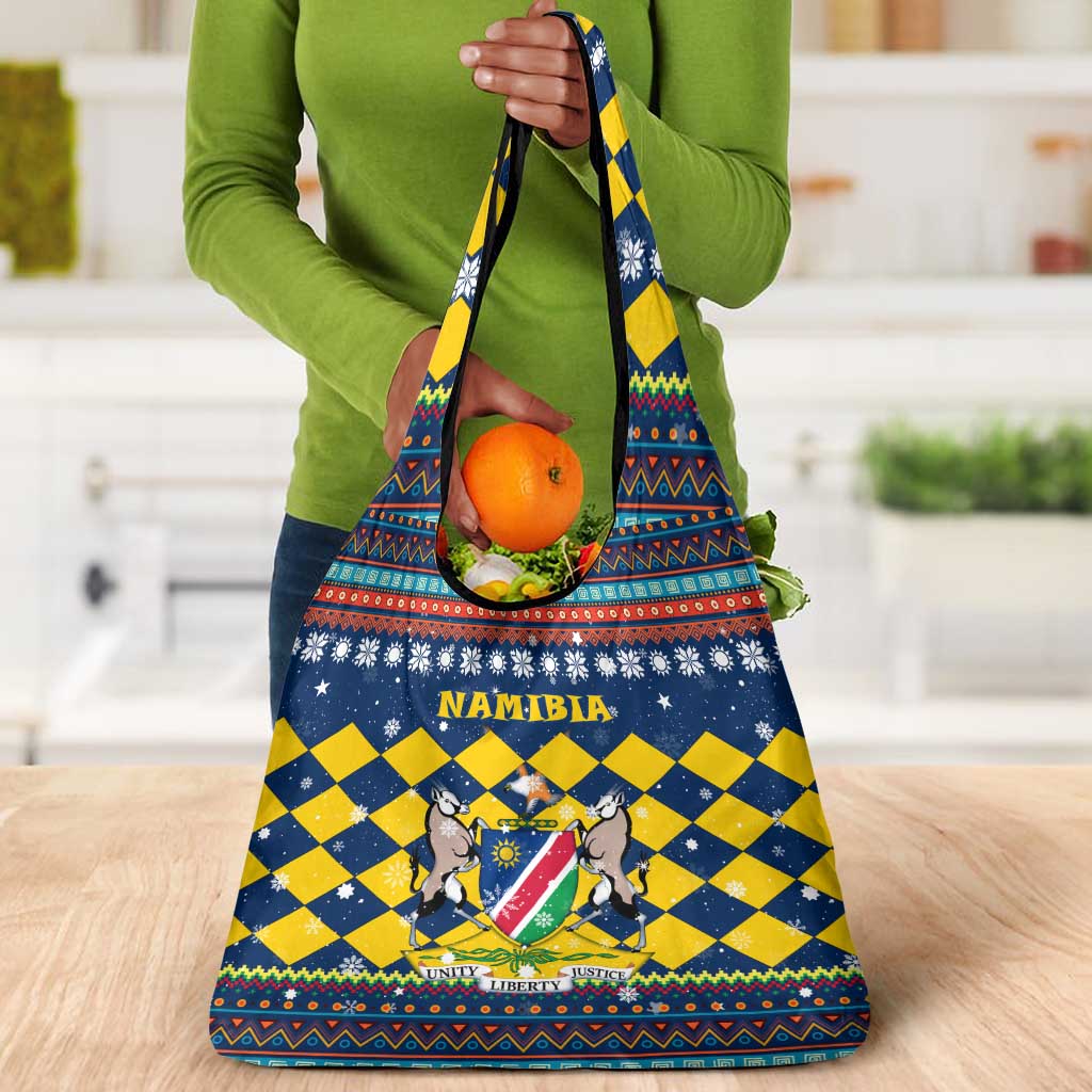 Namibia Christmas Grocery Bag Coat of Arms and Flag Map Motif - African Pride