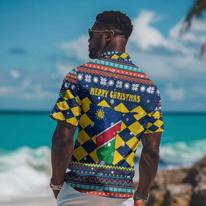 Namibia Christmas Hawaiian Shirt Coat of Arms and Flag Map Motif - African Pride