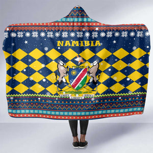 Namibia Christmas Hooded Blanket Coat of Arms and Flag Map Motif - African Pride