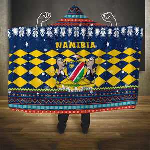 Namibia Christmas Hooded Blanket Coat of Arms and Flag Map Motif - African Pride