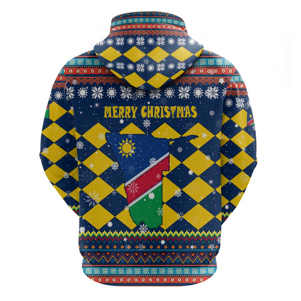 Namibia Christmas Hoodie Coat of Arms and Flag Map Motif - African Pride