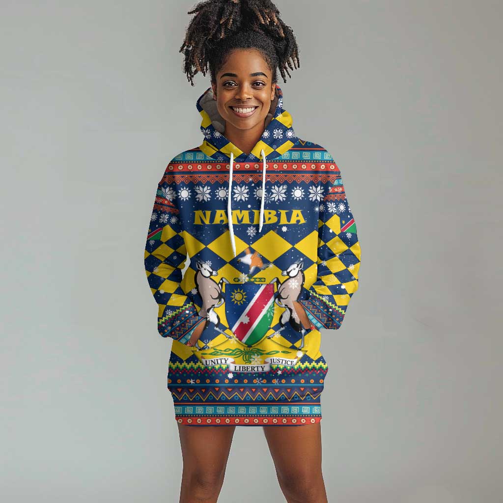 Namibia Christmas Hoodie Dress Coat of Arms and Flag Map Motif - African Pride
