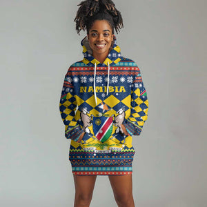 Namibia Christmas Hoodie Dress Coat of Arms and Flag Map Motif - African Pride