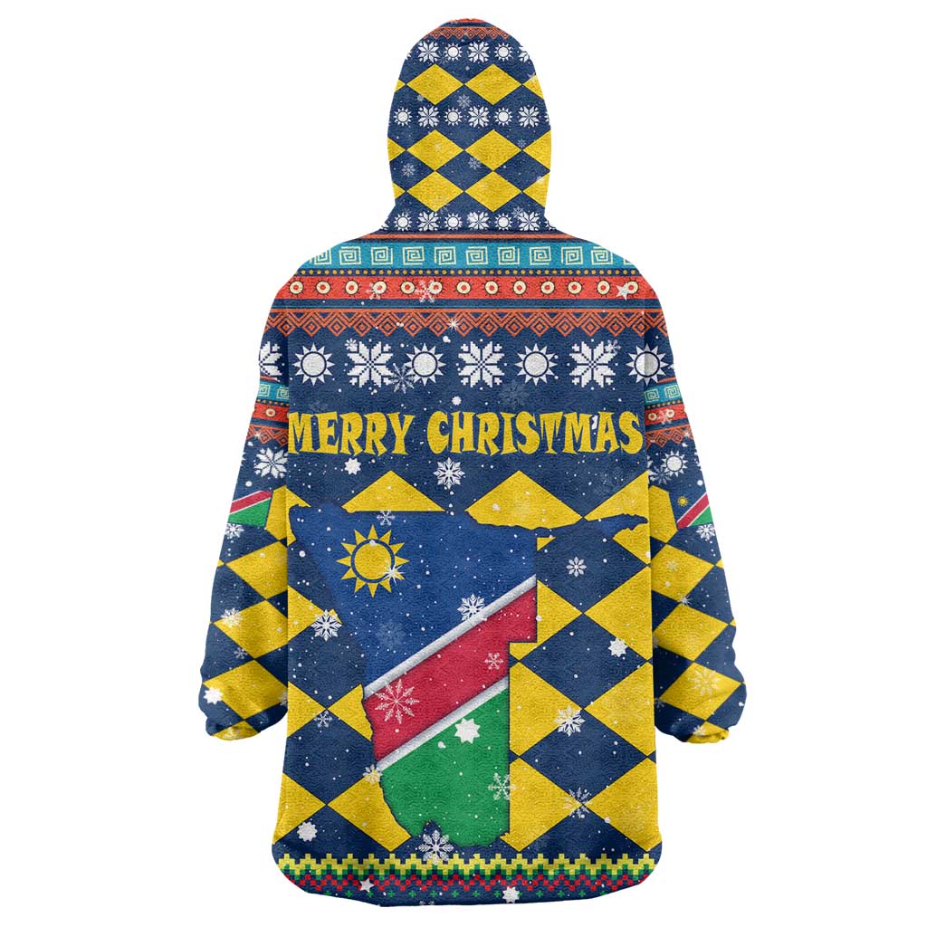 Namibia Christmas Kid Wearable Blanket Hoodie Coat of Arms and Flag Map Motif - African Pride