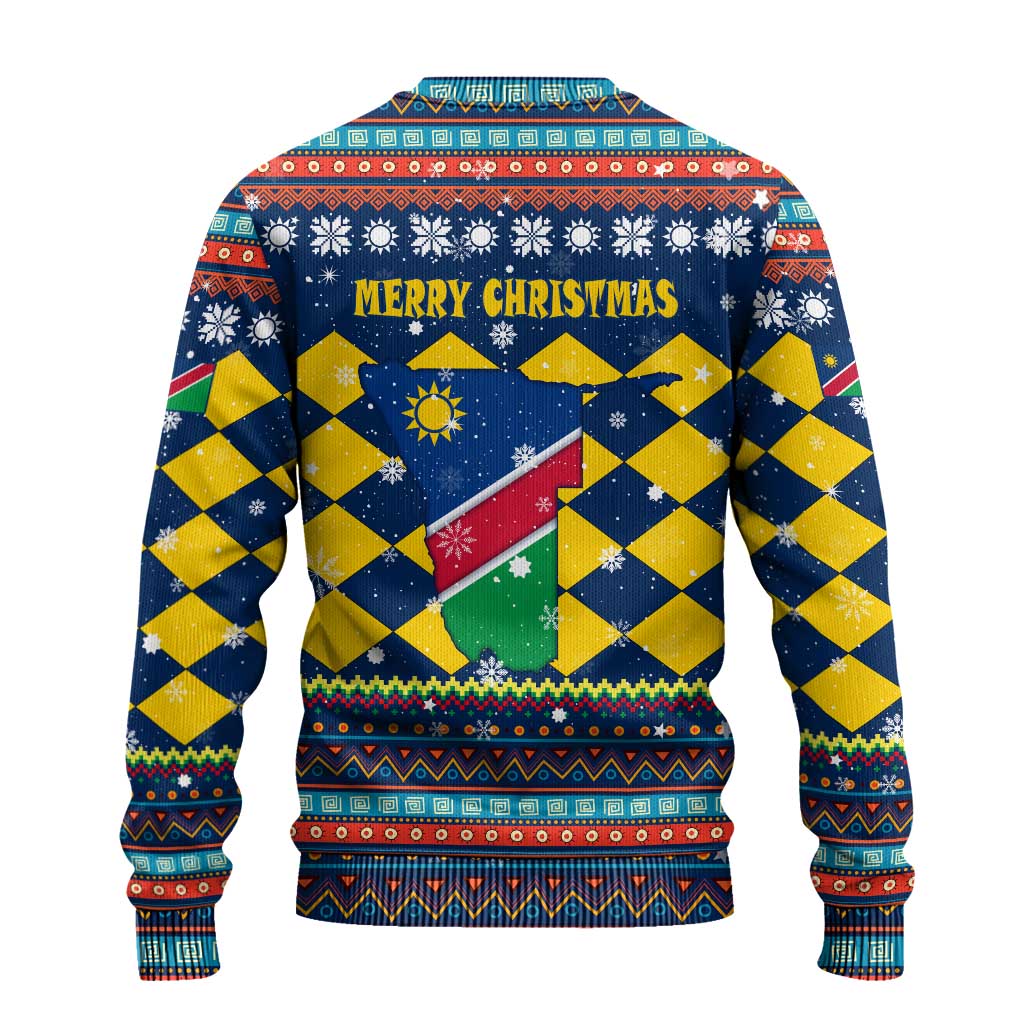Namibia Christmas Ugly Christmas Sweater Coat of Arms and Flag Map Motif - African Pride
