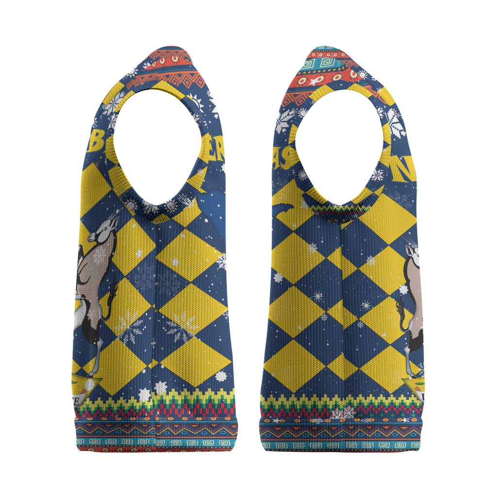 Namibia Christmas Knitted V-Neck Vest Coat of Arms and Flag Map Motif - African Pride