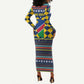 Namibia Christmas Long Sleeve Bodycon Dress Coat of Arms and Flag Map Motif - African Pride