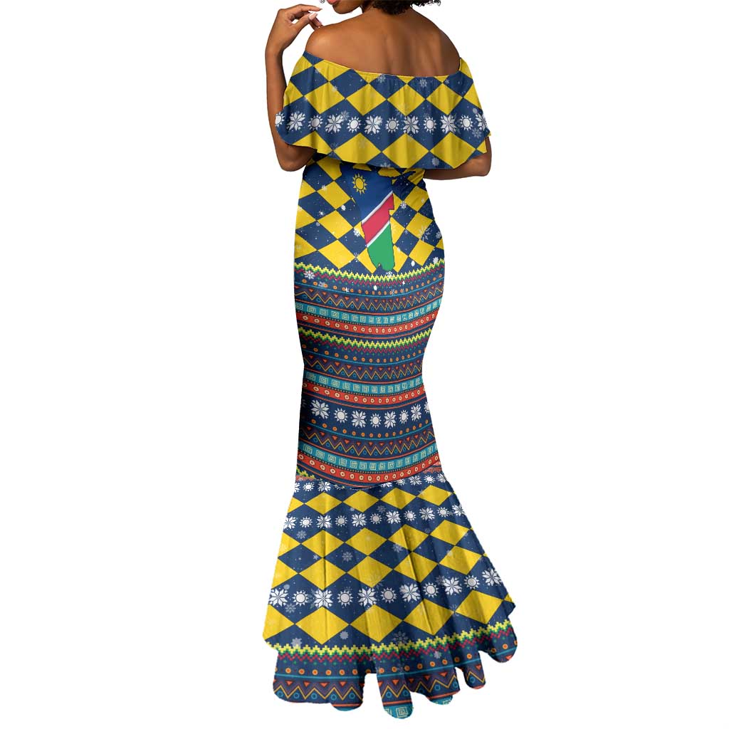 Namibia Christmas Mermaid Dress Coat of Arms and Flag Map Motif - African Pride