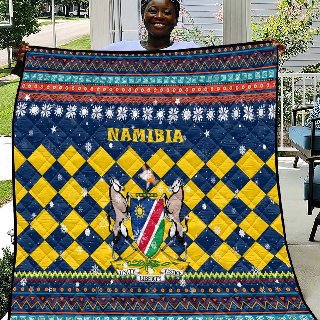 Namibia Christmas Quilt Coat of Arms and Flag Map Motif - African Pride