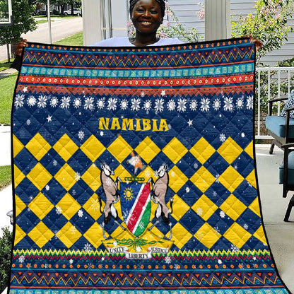 Namibia Christmas Quilt Coat of Arms and Flag Map Motif - African Pride