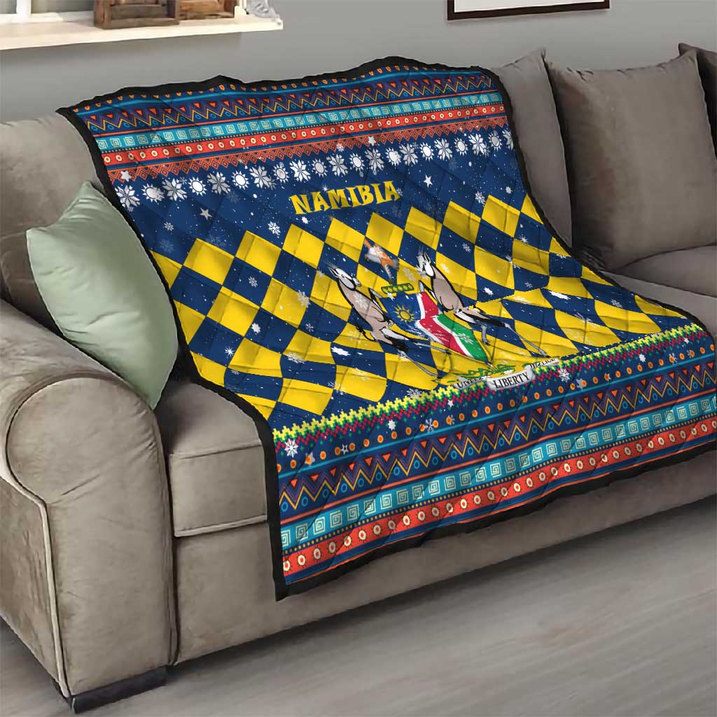 Namibia Christmas Quilt Coat of Arms and Flag Map Motif - African Pride