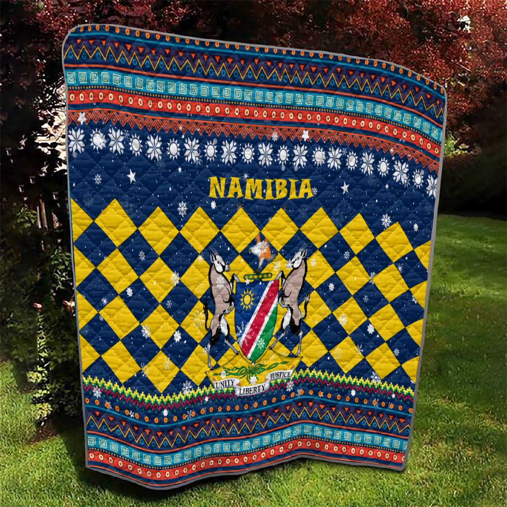 Namibia Christmas Quilt Coat of Arms and Flag Map Motif - African Pride