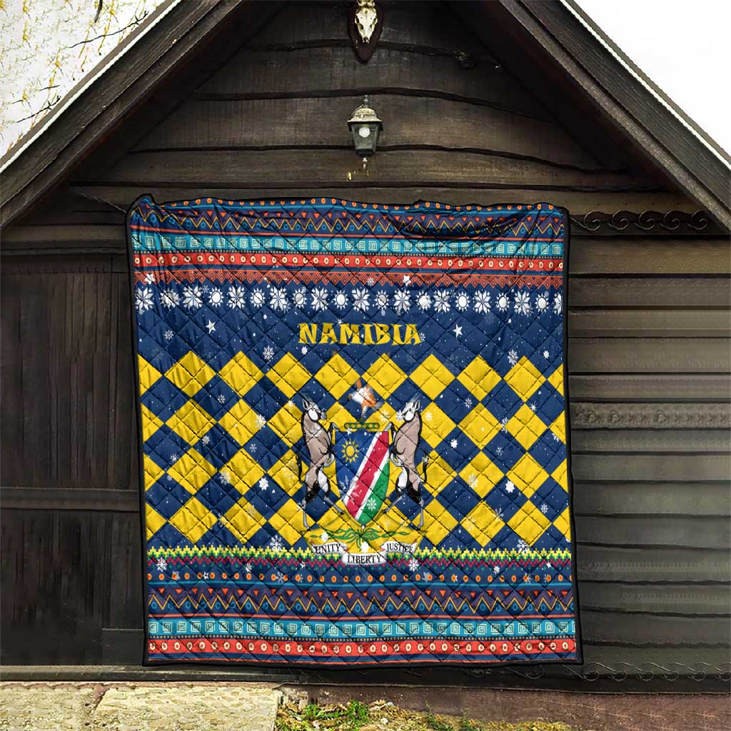 Namibia Christmas Quilt Coat of Arms and Flag Map Motif - African Pride