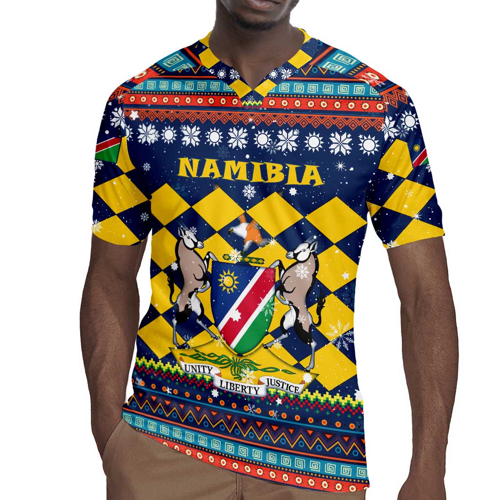 Namibia Christmas Rugby Jersey Coat of Arms and Flag Map Motif - African Pride