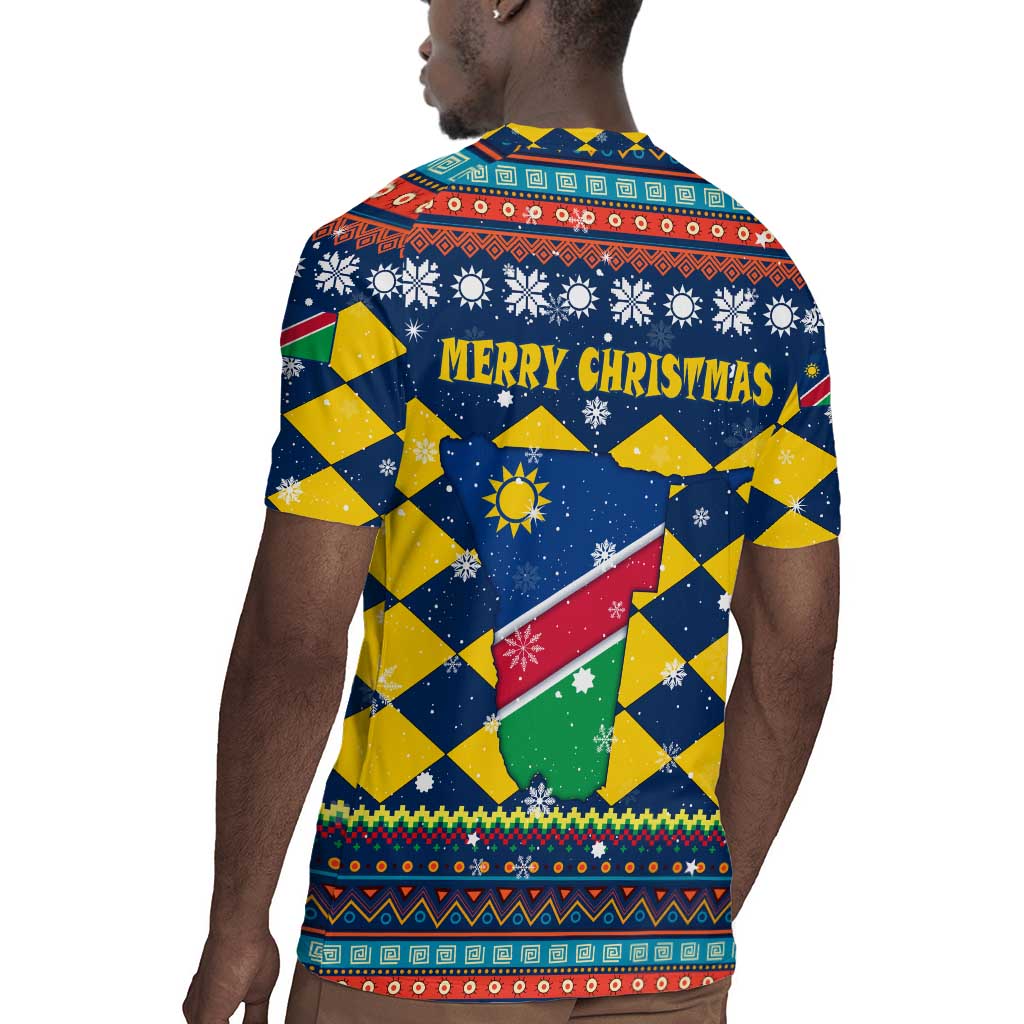 Namibia Christmas Rugby Jersey Coat of Arms and Flag Map Motif - African Pride