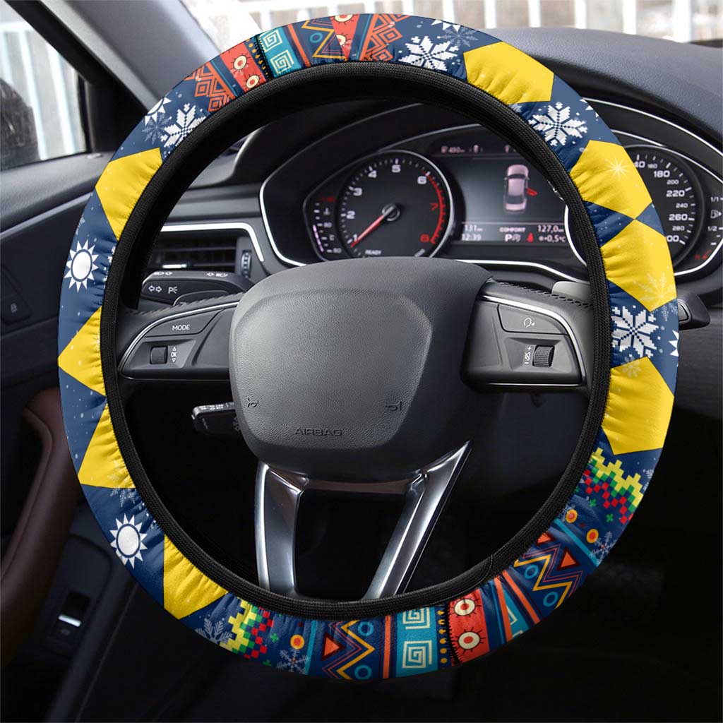 Namibia Christmas Steering Wheel Cover Coat of Arms and Flag Map Motif - African Pride