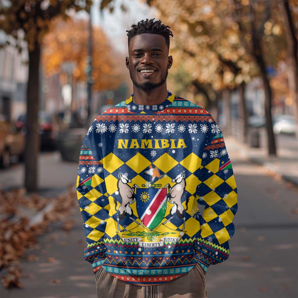 Namibia Christmas Sweatshirt Coat of Arms and Flag Map Motif - African Pride