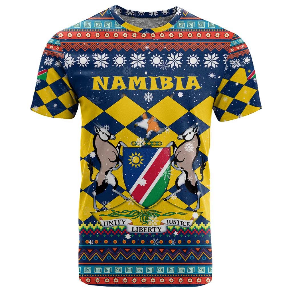 Namibia Christmas T shirt Coat of Arms and Flag Map Motif - African Pride