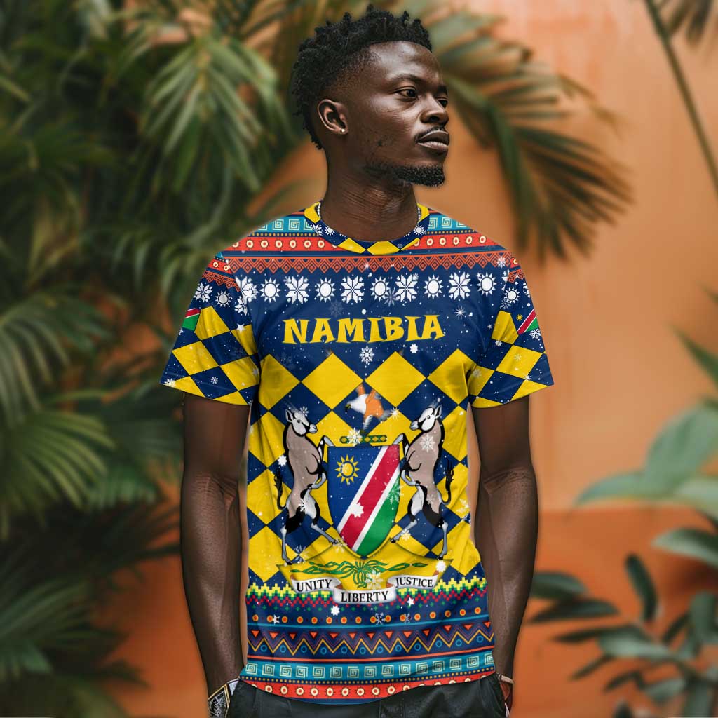 Namibia Christmas T shirt Coat of Arms and Flag Map Motif - African Pride