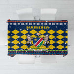 Namibia Christmas Tablecloth Coat of Arms and Flag Map Motif - African Pride
