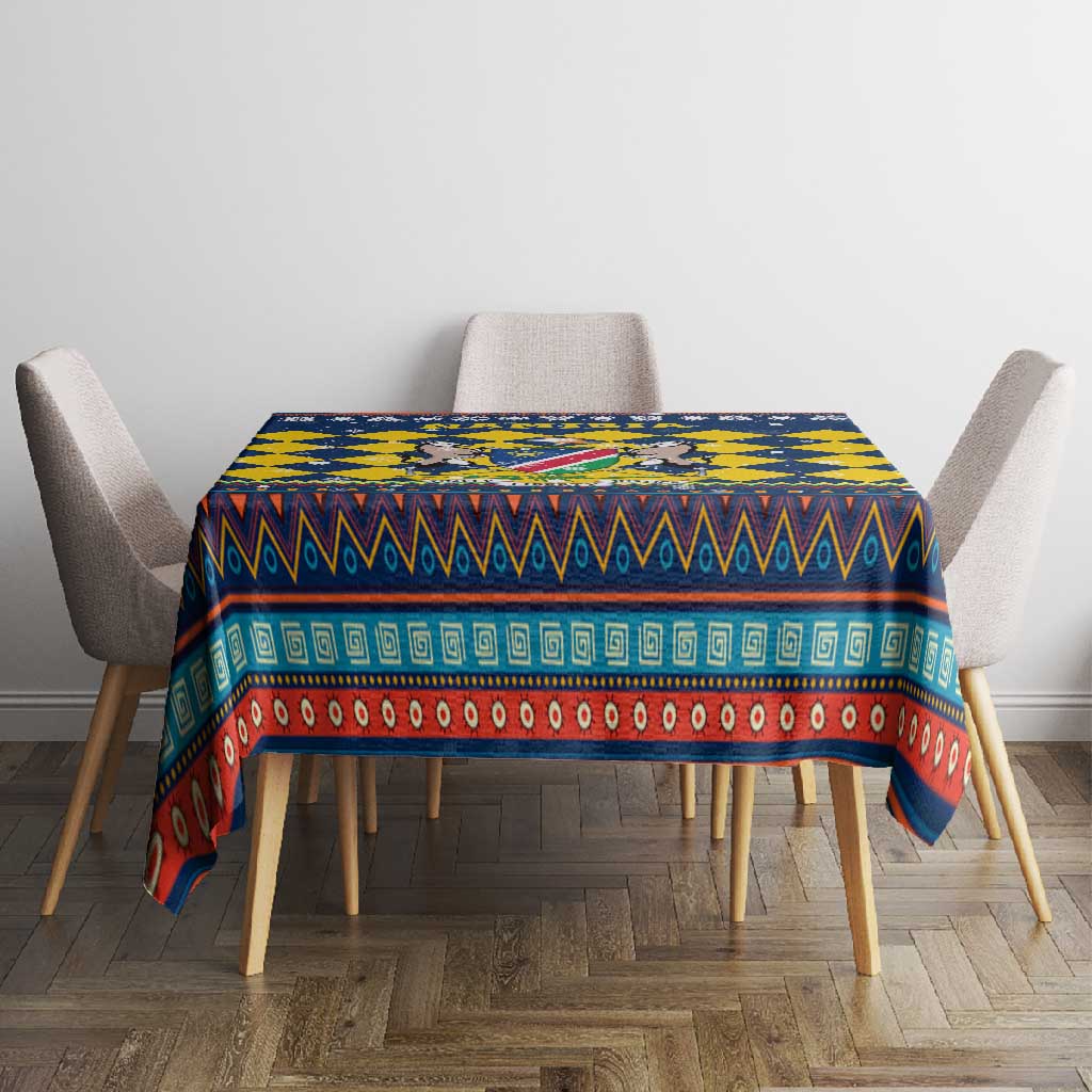 Namibia Christmas Tablecloth Coat of Arms and Flag Map Motif - African Pride