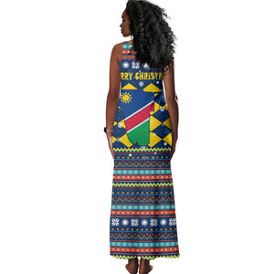 Namibia Christmas Tank Maxi Dress Coat of Arms and Flag Map Motif - African Pride