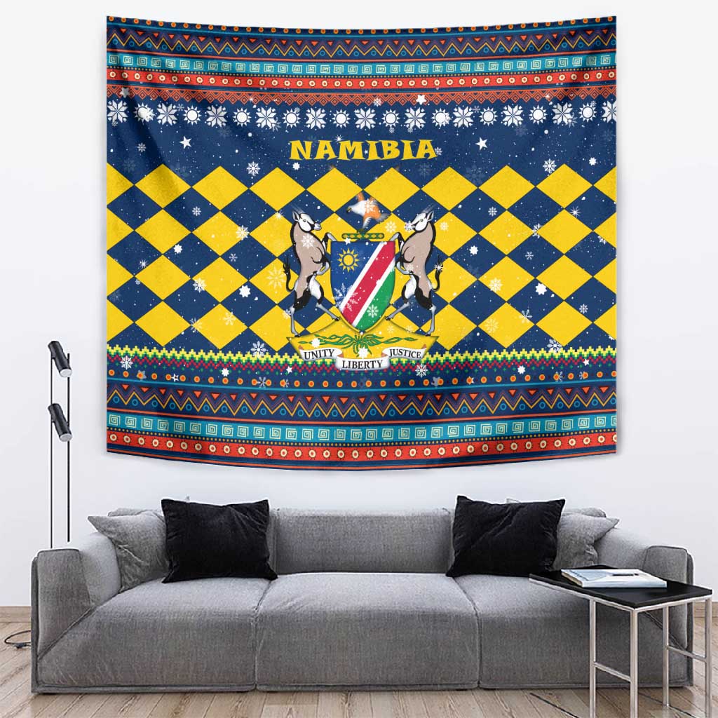 Namibia Christmas Tapestry Coat of Arms and Flag Map Motif - African Pride