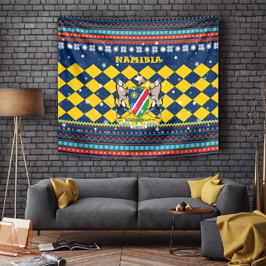Namibia Christmas Tapestry Coat of Arms and Flag Map Motif - African Pride
