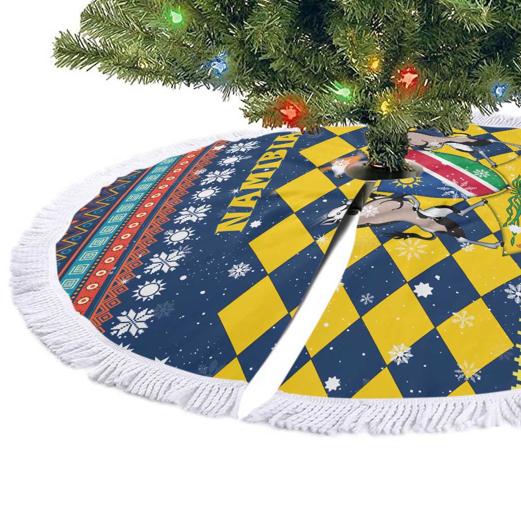Namibia Christmas Tree Skirt Coat of Arms and Flag Map Motif - African Pride