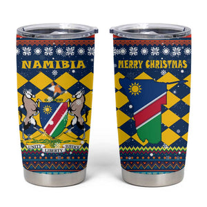 Namibia Christmas Tumbler Cup Coat of Arms and Flag Map Motif - African Pride