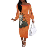 W.E.B. Du Bois Tribute Off The Shoulder Long Sleeve Dress W.E.B. Du Bois Tribute - African Pride