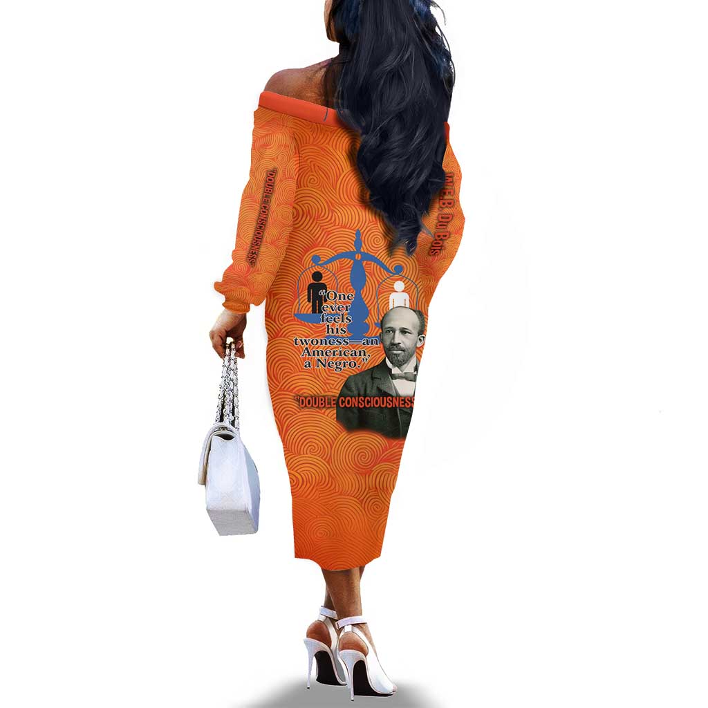 W.E.B. Du Bois Tribute Off The Shoulder Long Sleeve Dress W.E.B. Du Bois Tribute - African Pride