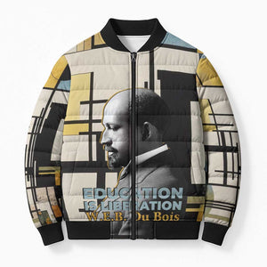 W.E.B. Du Bois Education is Liberation Bomber Puffer Jacket Scholar, Activist, Visionary Tribute Design - African Pride