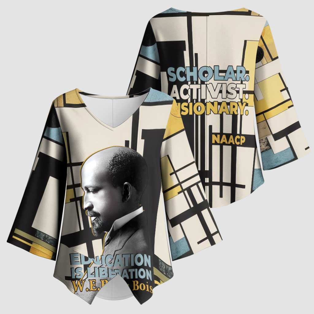 W.E.B. Du Bois Education is Liberation Kimono Sleeve Blouse Scholar, Activist, Visionary Tribute Design - African Pride