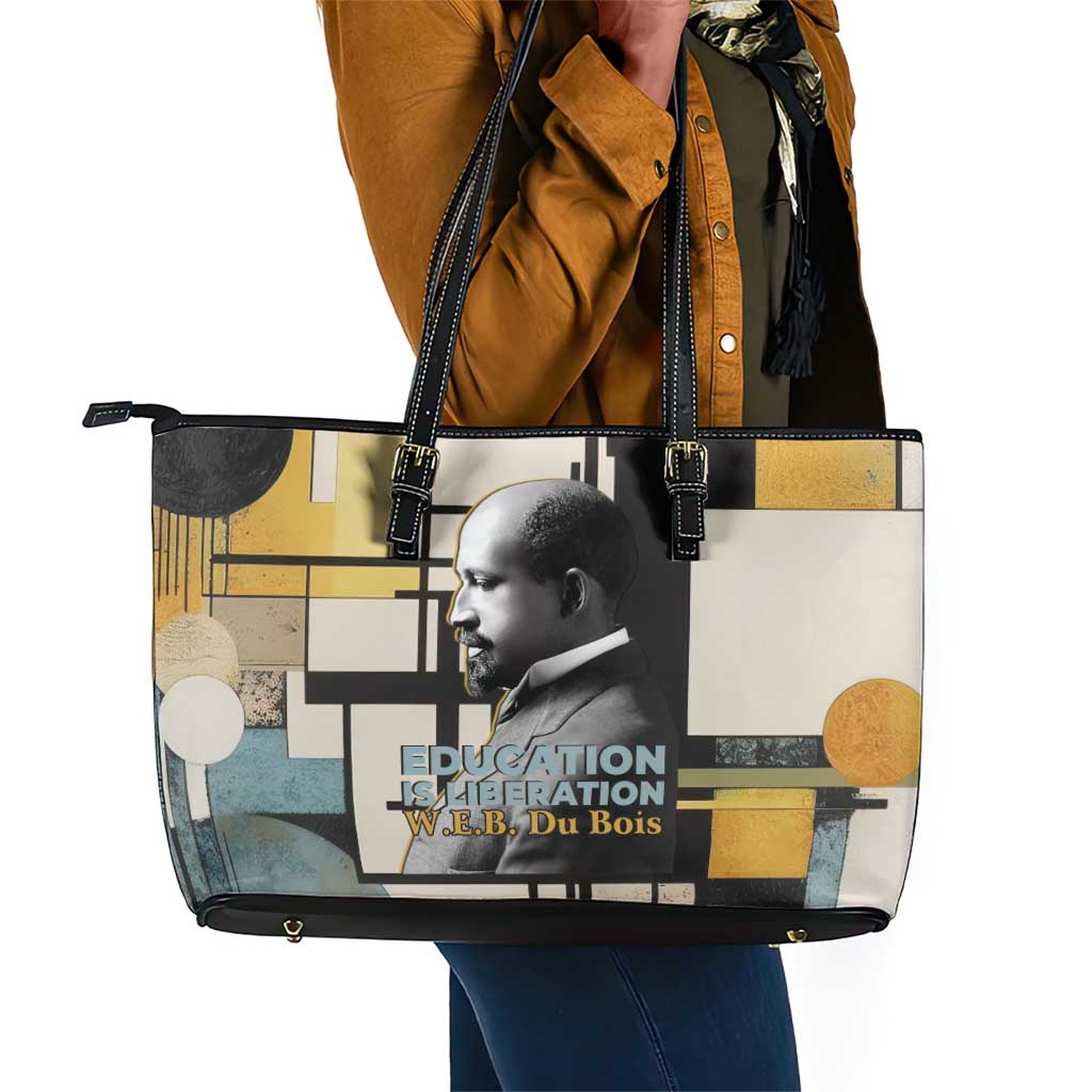 W.E.B. Du Bois Education is Liberation Leather Tote Bag Scholar, Activist, Visionary Tribute Design - African Pride